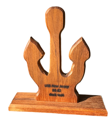 Battleship New Jersey BB-62 Modern Teak Anchor Decor