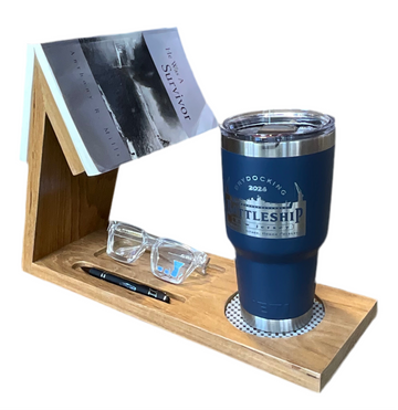 Battleship Teak Desk Organizer & Tumbler Stand