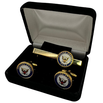 Battleship New Jersey BB-62 Navy Tie Bar and Cufflink Set - 0