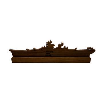 Teak Silhouette Battleship Sculpture