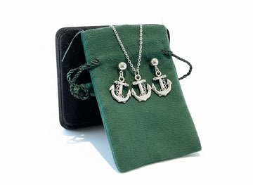 Stainless Steel Anchor Jewelry Set – Necklace & Earrings