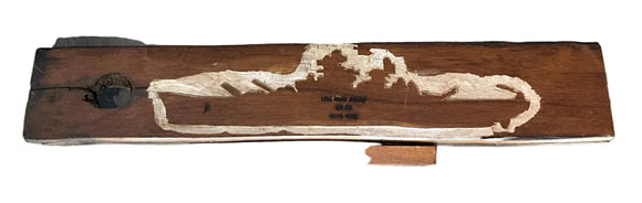 WW II Teak Sculpture ( 2.4ft ) Carved Battleship Silhouette