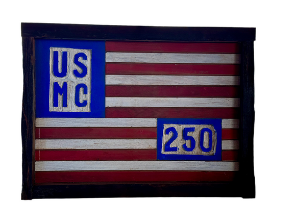 250 Anniversary Battleship New Jersey Authentic Teak Wood American Flag