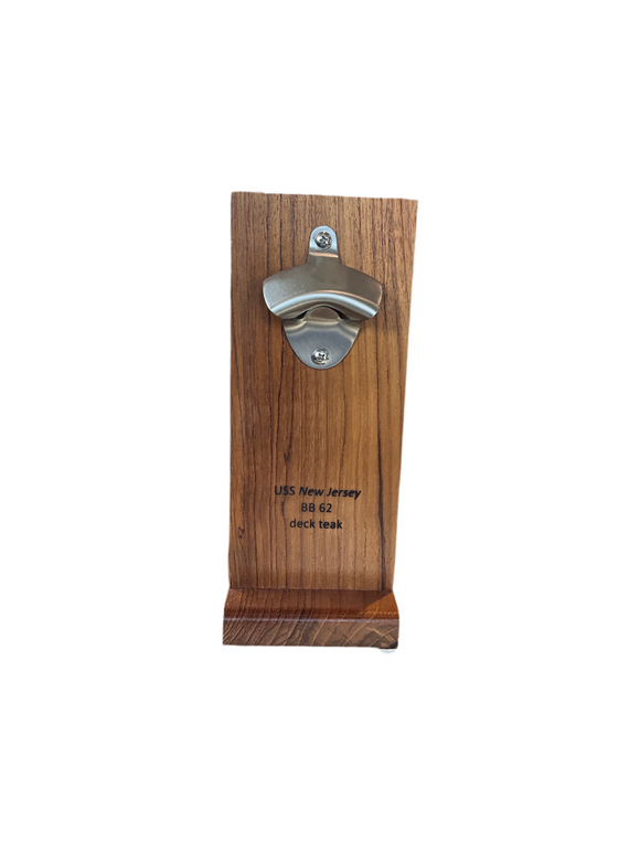 Battleship New Jersey BB-62 Modern Teak Bottle Opener