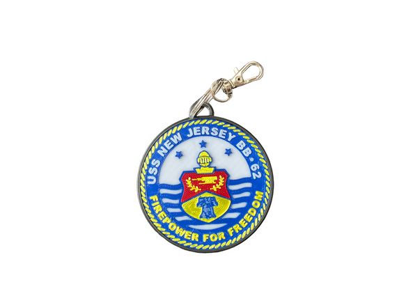 Keychain Battleship New Jersey USS New Jersey (BB-62) Crest Ornament – 3D Printed