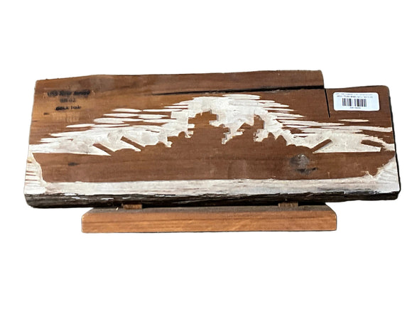 WW II Teak Sculpture ( 2.4ft ) Carved Battleship Silhouette