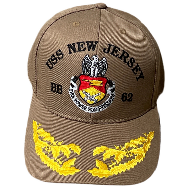 USS New Jersey Firepower for Freedom - Coyote Brown Cap (w/ Double Scrambled Eggs)