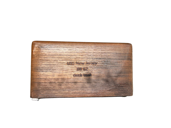 USS New Jersey (BB-62) Handcrafted 7x4 Teak Clock
