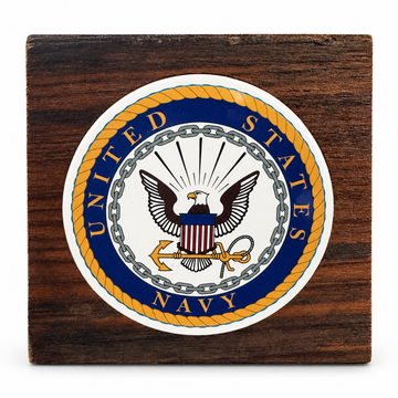 USN emblem Teak mini Display