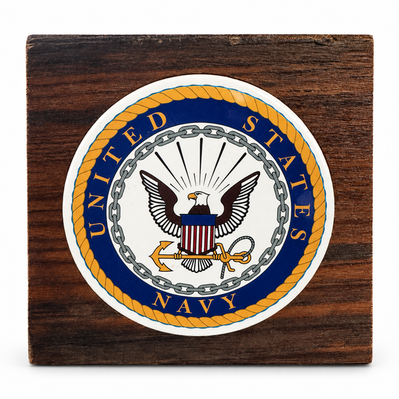 USN emblem Teak mini Display