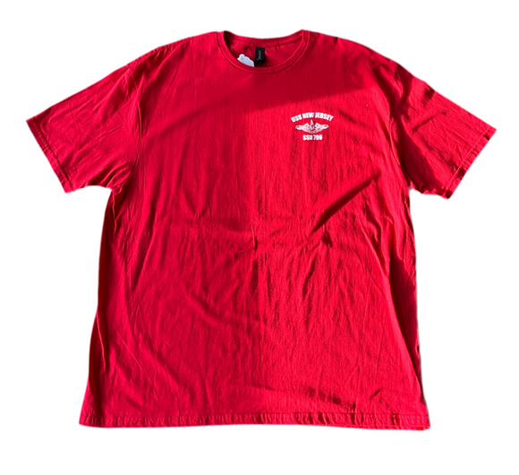 Battleship USS New Jersey SSN 796 Back Graphic T-Shirt (Red)