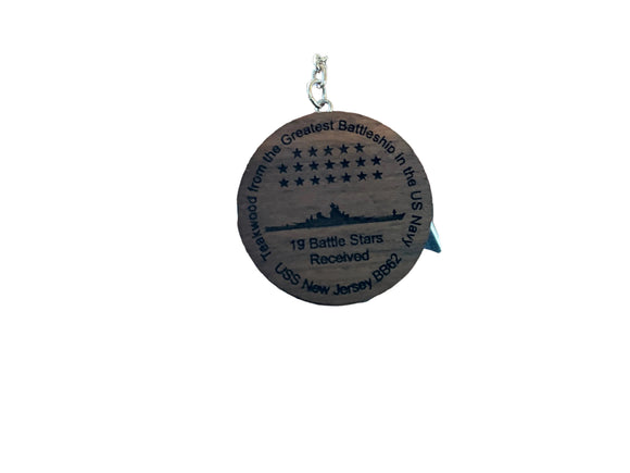 Authentic Battleship New Jersey Teak Fire Power for Freedom Key Chain (Cert. of Authenticity) (Copy 2) Circle