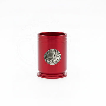 Battleship New Jersey 40MM Replica Shell Shot Glass – Red Anodized Aluminum w/ Pewter Crest