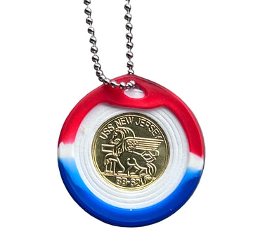 USS New Jersey BB-62 Coin Ornament — Red, White & Blue (Handmade in America)