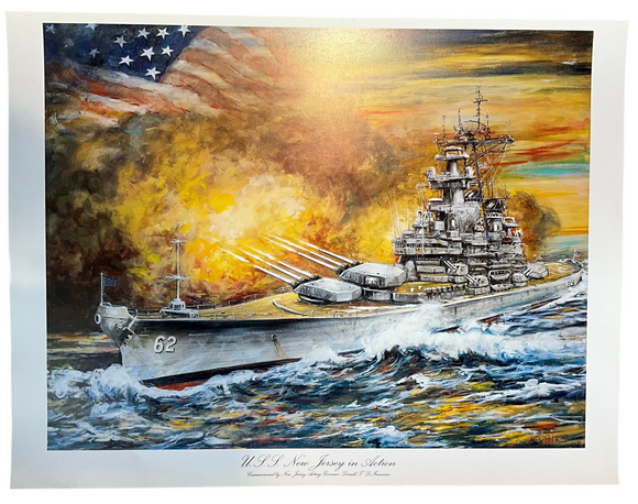 Battleship Kamil Kubik ‚Äì The USS New Jersey In Action Art Painting Poster