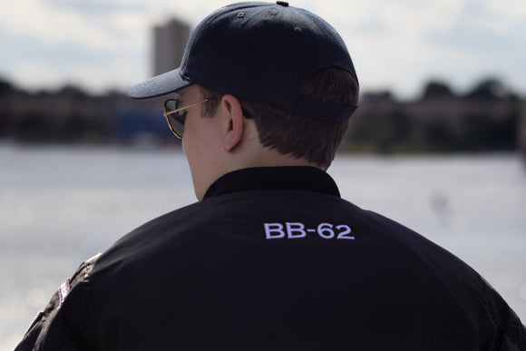 (27 % Taken Off at Check Out) Battleship NJ Exclusive - Legacy Patches Capsule - BB62 MA-1 Bomber Jacket
