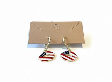 Gold Stainless Steel American Flag Lips Earrings