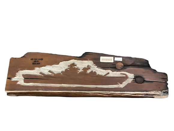 WW II Teak Sculpture ( 2.4ft ) Carved Battleship Silhouette