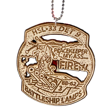 HSL-33 DET 3 “Fire!” Wooden Squadron Ornament – Battleship New Jersey LAMPS