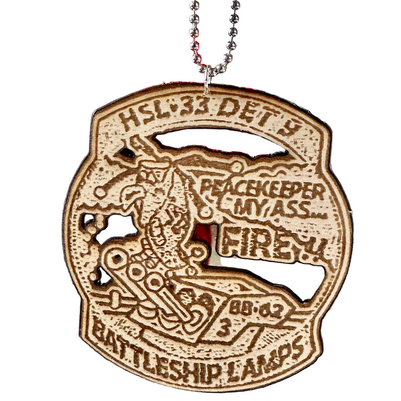HSL-33 DET 3 “Fire!” Wooden Squadron Ornament – Battleship New Jersey LAMPS