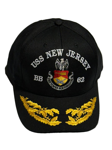 USS New Jersey Firepower for Freedom Hat - Black / White w/ Admiral Scramble