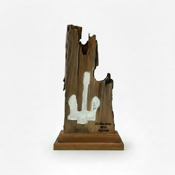 Authentic USS New Jersey Teakwood Anchor Display Sculpture – Handcrafted by our Volunteers