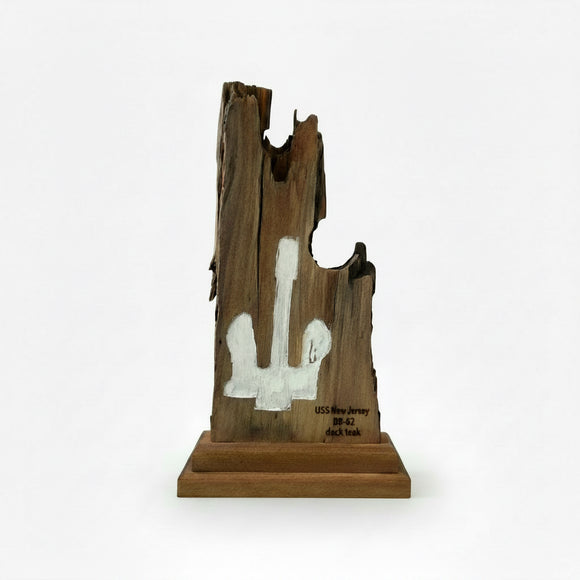 Authentic USS New Jersey Teakwood Anchor Display Sculpture – Handcrafted by our Volunteers
