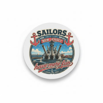 USS New Jersey BB-62 “Sailors Have More Fun” Vintage Style Sticker