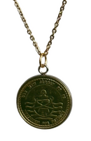 USS New Jersey Coin Pendant Necklace-Gold Stainless Steel Chain Edition (Unisex)-2