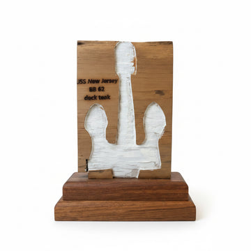 Authentic USS New Jersey Teakwood Anchor Display Sculpture – Handcrafted by our Volunteers (S)