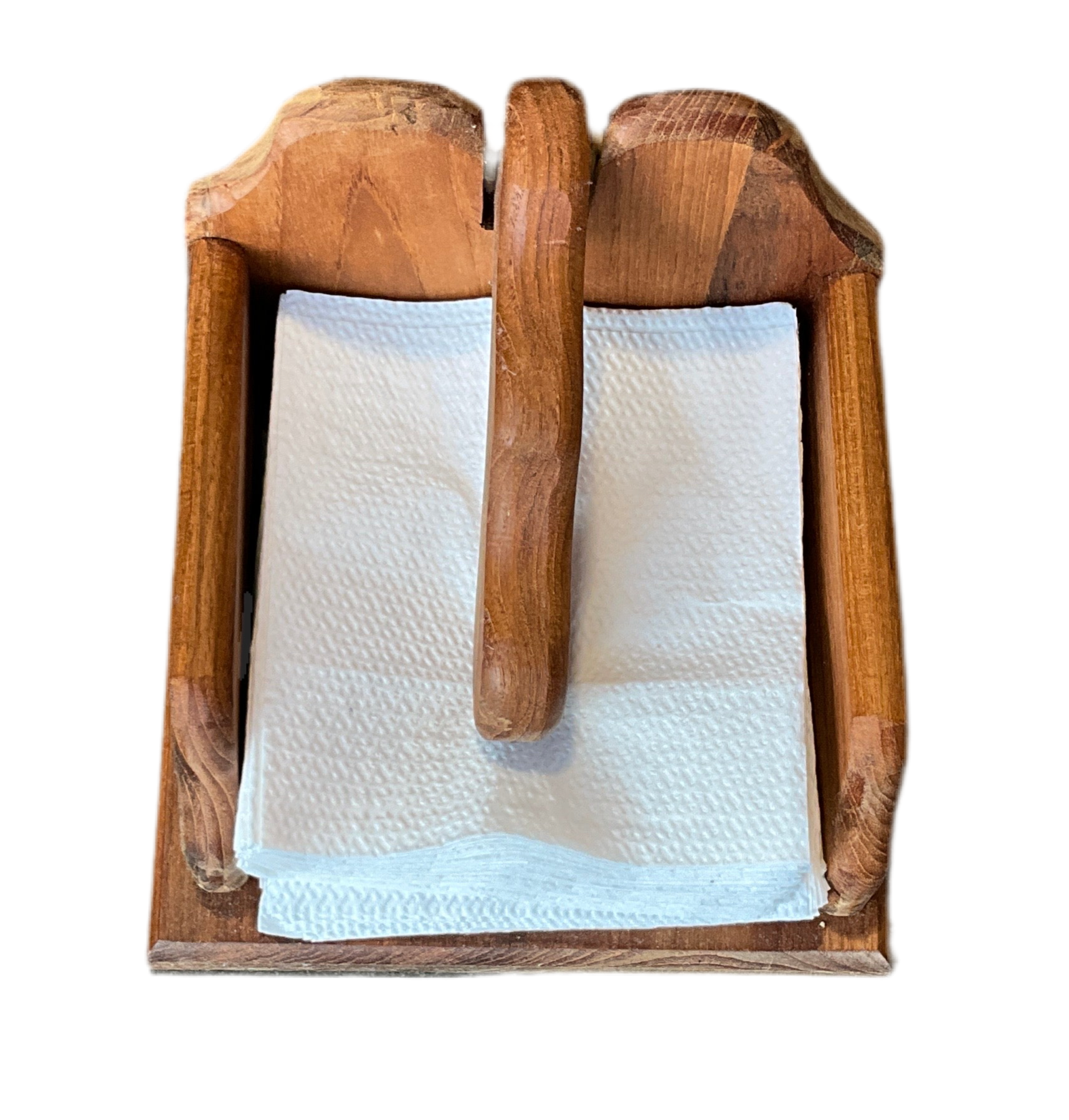 USS New Jersey Teak Deck Napkin Holder w/ Handle - 0