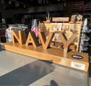 Hand Crafted Teak Navy Sign w/ Battleship Coin-3