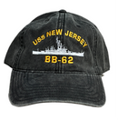 USS New Jersey BB-62 – Black Denim Dad Cap-1