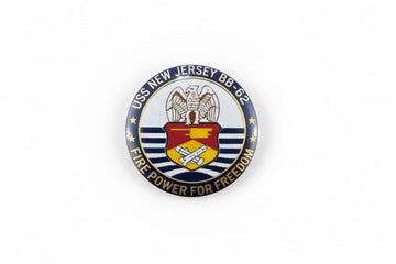 USS New Jersey BB-62 emblem on a white background