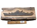 WW II Teak Sculpture ( 2.4ft ) Carved Battleship Silhouette-14