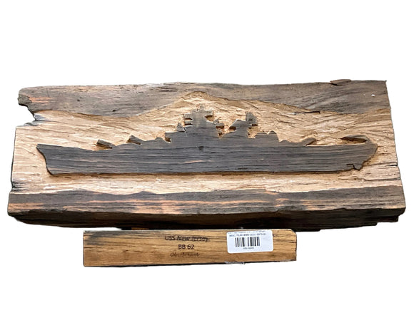WW II Teak Sculpture ( 2.4ft ) Carved Battleship Silhouette