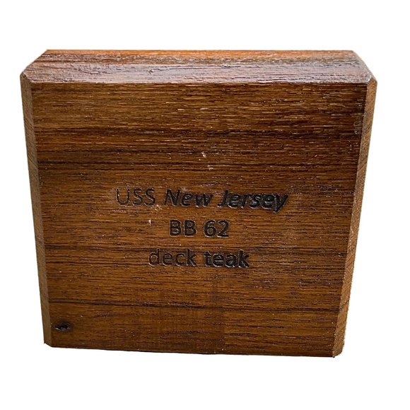 USS Battleship New Jersey BB-62 Teak 4x4 Thermometer & Humidity Gauge Display