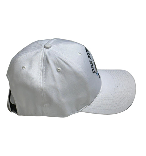 USS New Jersey BB62 Logo Hat with ship (White & Blue)