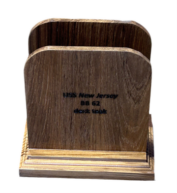 USS New Jersey Teak Deck Napkin Holder