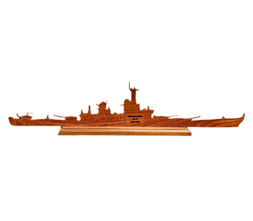 Teak Silhouette Battleship Sculpture (Large)