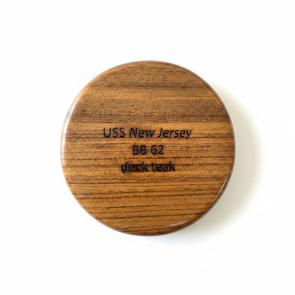 Battleship New Jersey BB-62 Modern Teak Coaster w / C.O.A