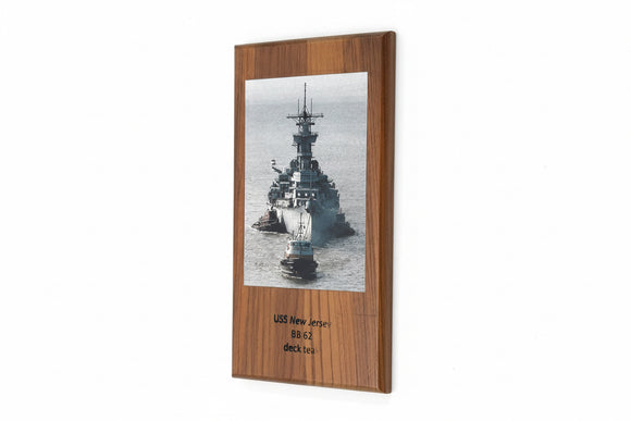 USS New Jersey (BB-62) Reclaimed Teak Deck Photo Plaque
