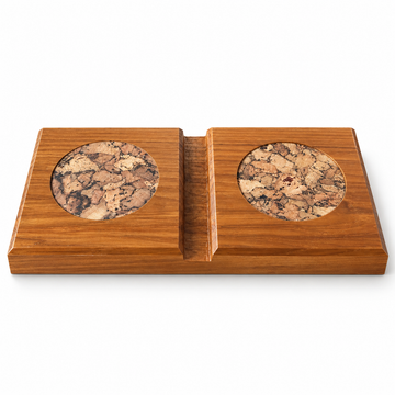 Battleship New Jersey Teak Double Coaster with Cork Inserts