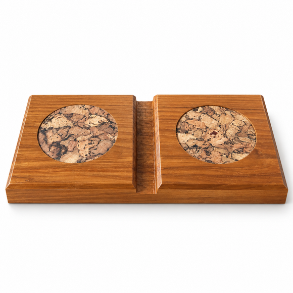 Battleship New Jersey Teak Double Coaster with Cork Inserts