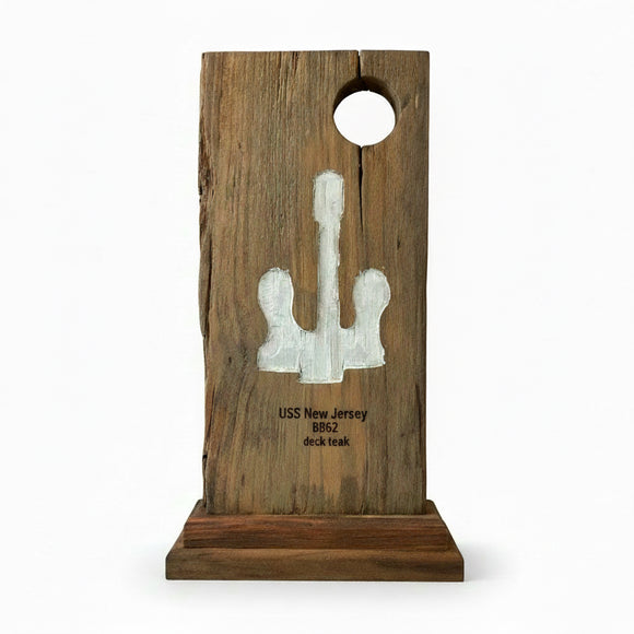 Authentic USS New Jersey Teakwood Anchor Display Sculpture – Handcrafted by our Volunteers 1 Plug