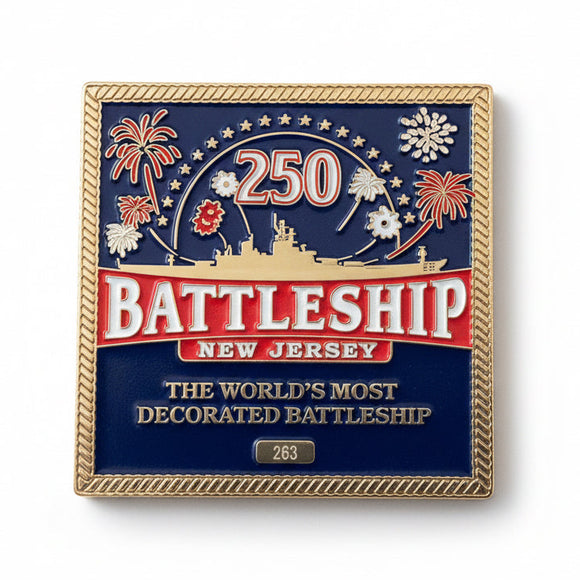 Limited Edition 250th Anniversary Battleship New Jersey Challenge Coin – Numbered Collector’s Edition