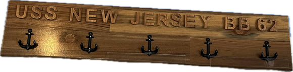 Battleship New Jersey BB-62 Modern Teak with Two Anchor Hooks