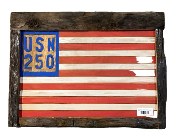 250 Anniversary Battleship New Jersey Authentic Teak Wood American Flag (USN)
