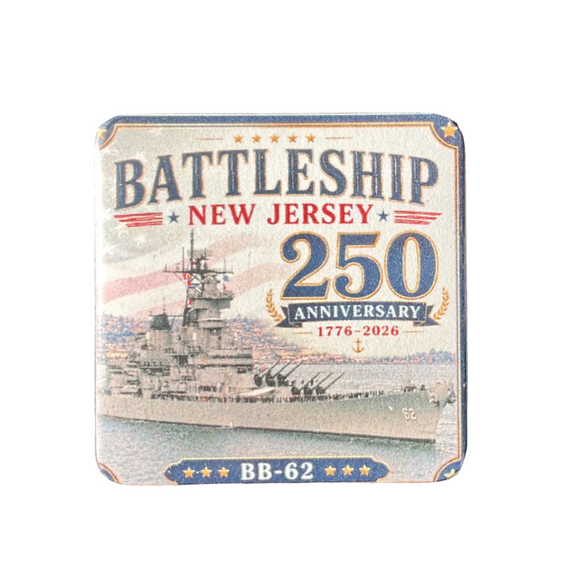 Battleship New Jersey 250 Anniversary BB-62 50mm Square Magnet