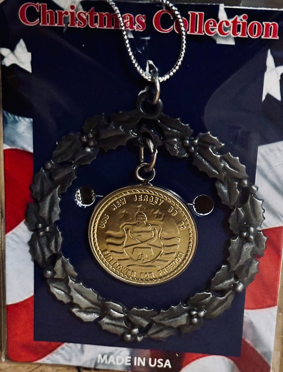 USS New Jersey Commemorative Wreath Ornament – Made in the USA